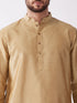 Vastramay Men's Rose Gold Solid Silk Blend Kurta And Dhoti Set